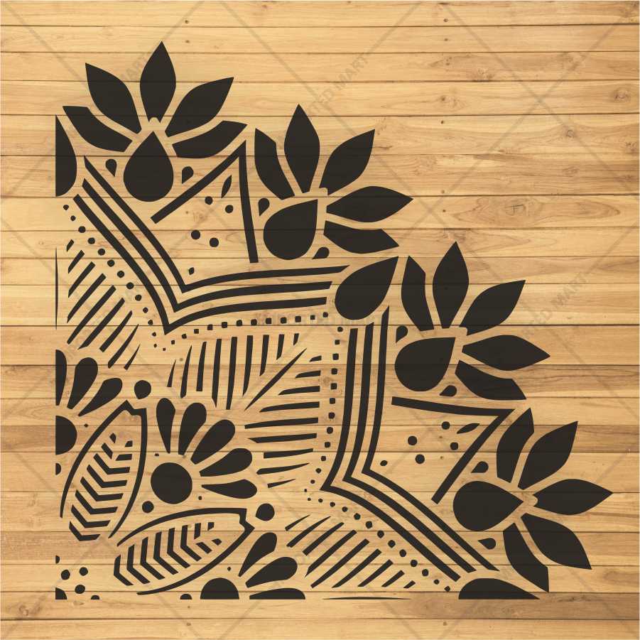 Traditional Floral Corner Motif Stencil for Walls, Fabric & Furniture – ID# 676 - Image 3