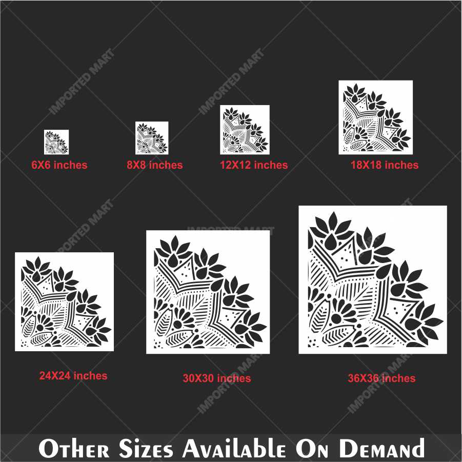 Traditional Floral Corner Motif Stencil for Walls, Fabric & Furniture – ID# 676 - Image 5