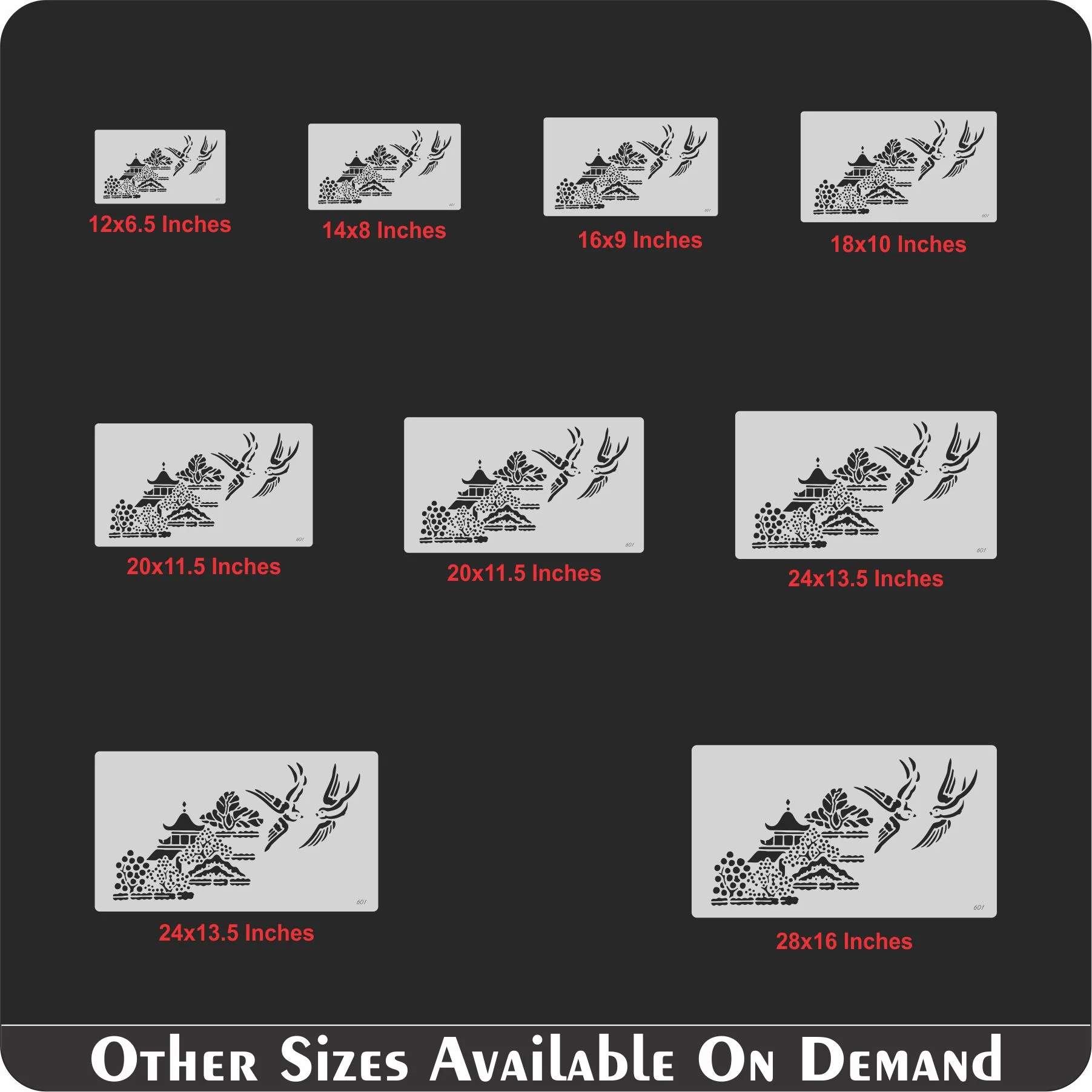 Traditional Pagoda Landscape Stencil for Wall, Wood & Fabric Art – Asian Temple Design – ID# 601 - Image 5