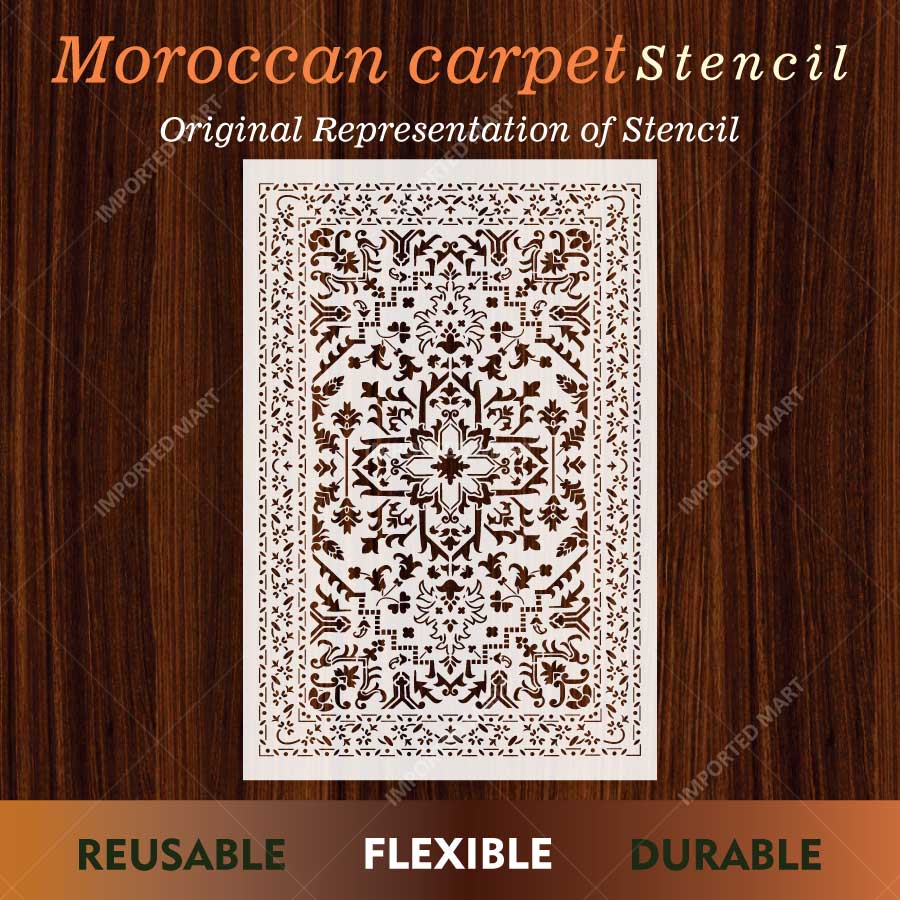 Traditional Symmetry Carpet Pattern Stencil for Wall, Floor & Tile Painting – Vintage Rug Design – ID# 744 - Image 4