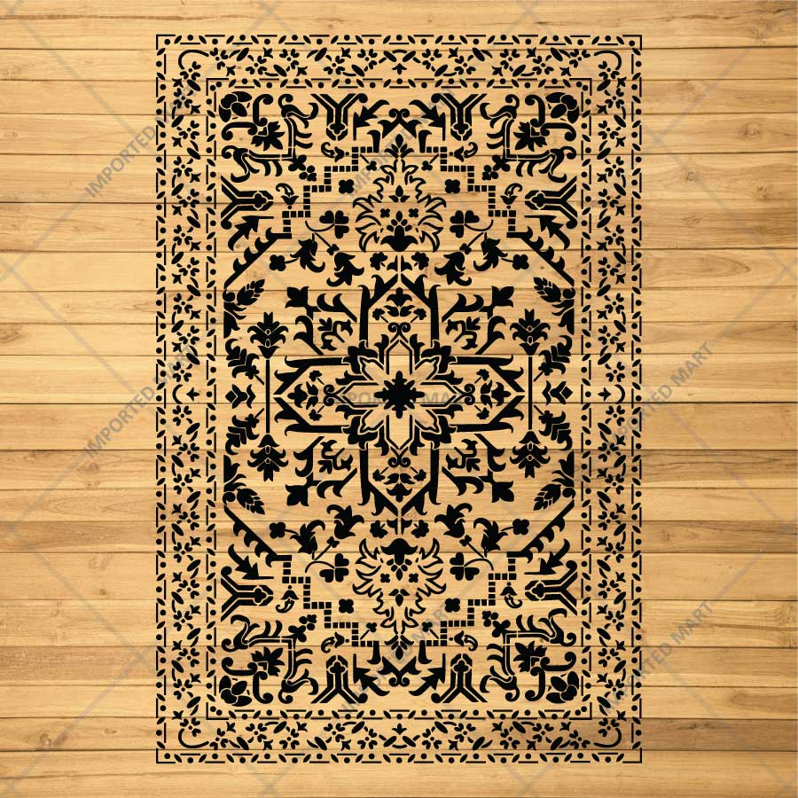 Traditional Symmetry Carpet Pattern Stencil for Wall, Floor & Tile Painting – Vintage Rug Design – ID# 744 - Image 5