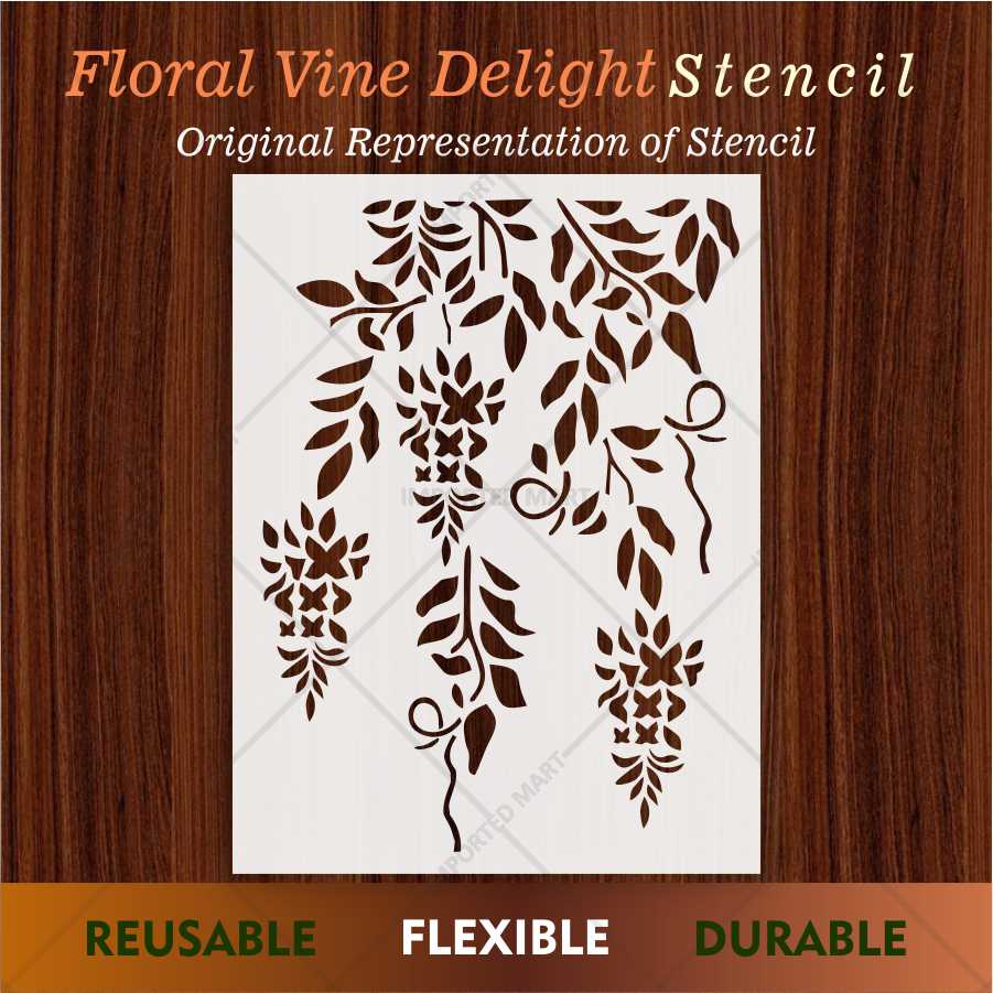 Trailing Vine Flower Stencil for Wall & Furniture Painting – Hanging Botanical Design – ID# 690