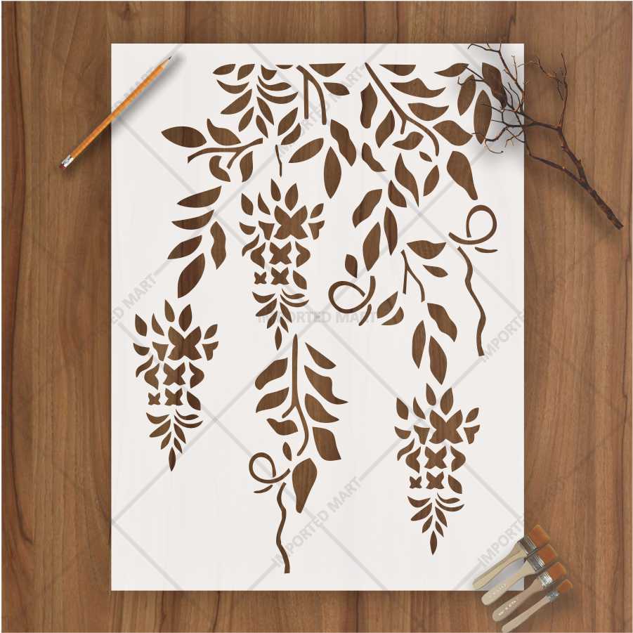 Trailing Vine Flower Stencil for Wall & Furniture Painting – Hanging Botanical Design – ID# 690 - Image 2