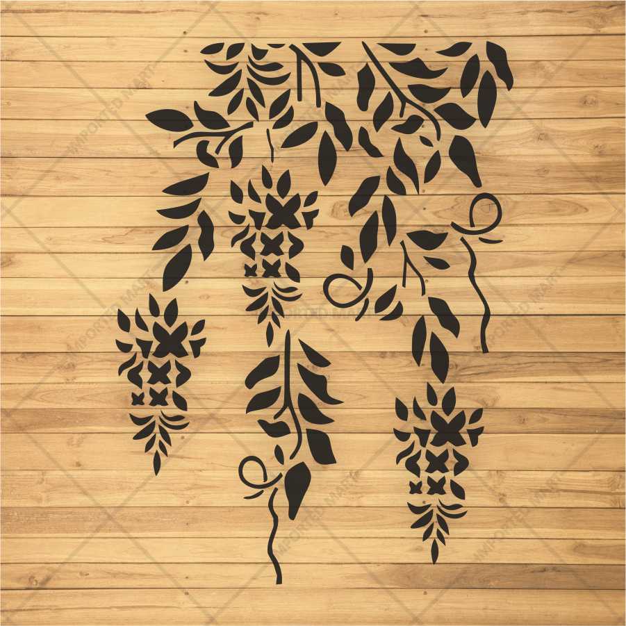 Trailing Vine Flower Stencil for Wall & Furniture Painting – Hanging Botanical Design – ID# 690 - Image 3