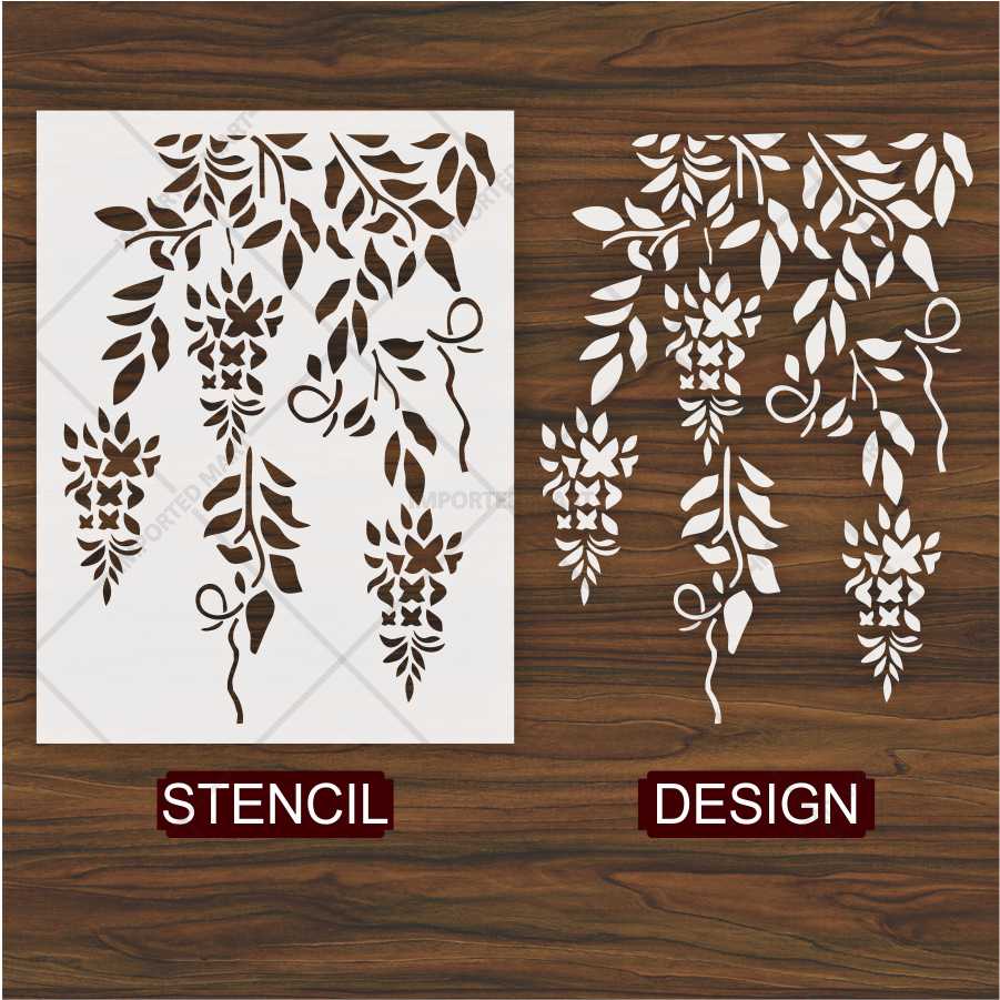 Trailing Vine Flower Stencil for Wall & Furniture Painting – Hanging Botanical Design – ID# 690 - Image 4