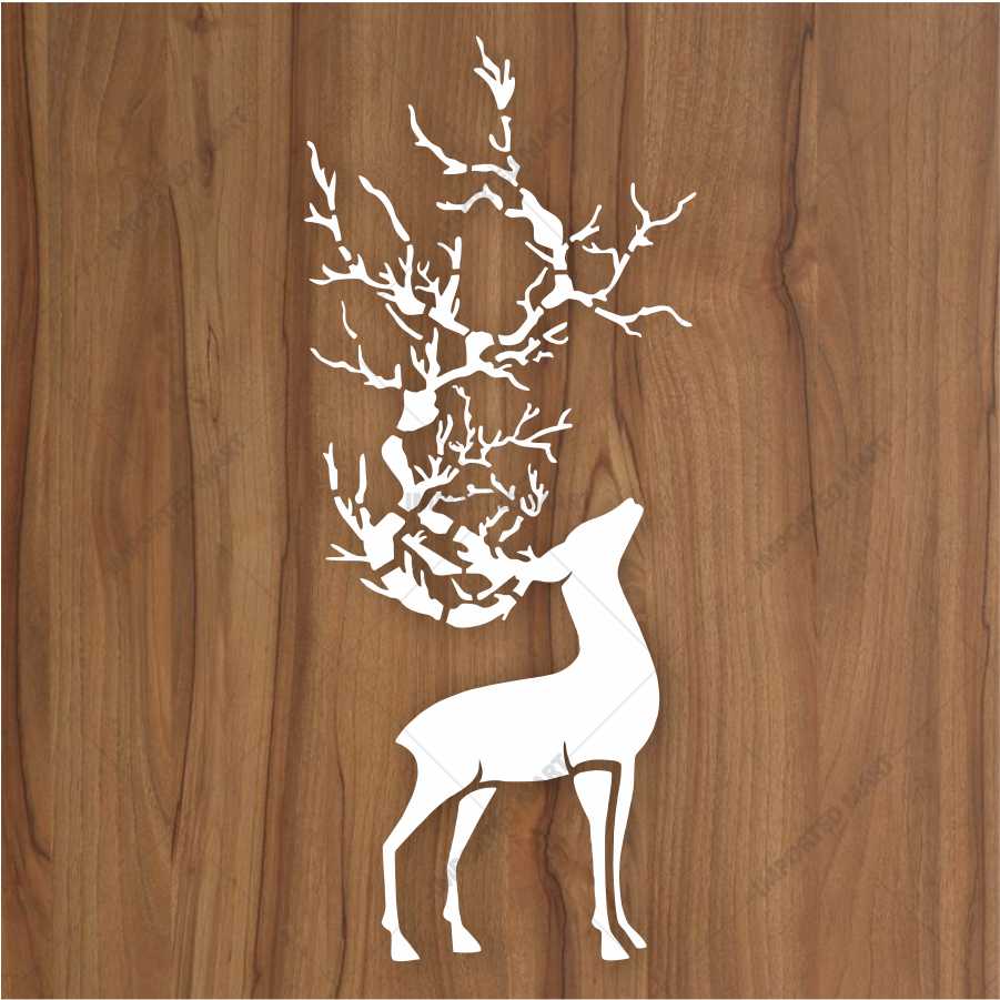 Tree Antler Deer Stencil for Wall, Wood & Fabric Art – Forest Nature Design – ID# 648 - Image 2