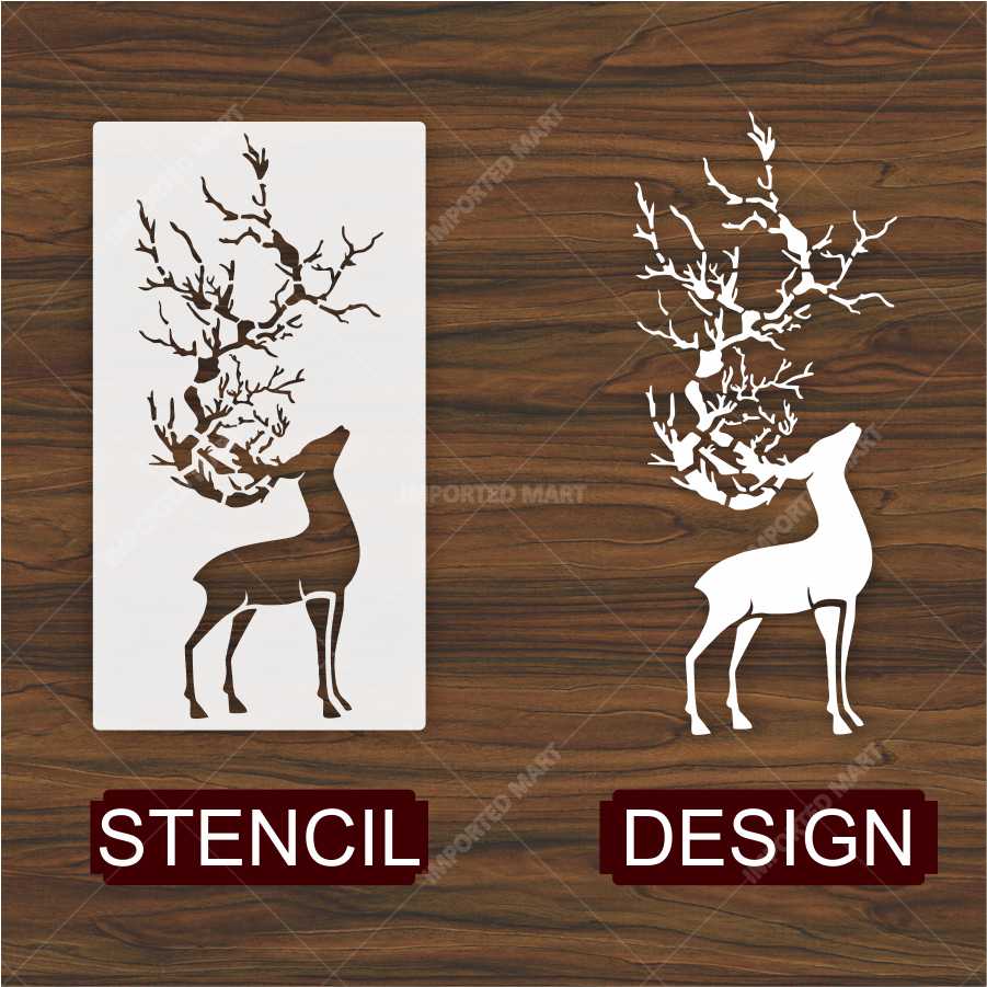 Tree Antler Deer Stencil for Wall, Wood & Fabric Art – Forest Nature Design – ID# 648 - Image 3