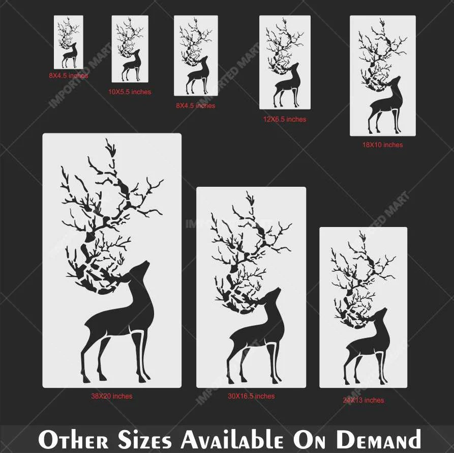 Tree Antler Deer Stencil for Wall, Wood & Fabric Art – Forest Nature Design – ID# 648 - Image 4