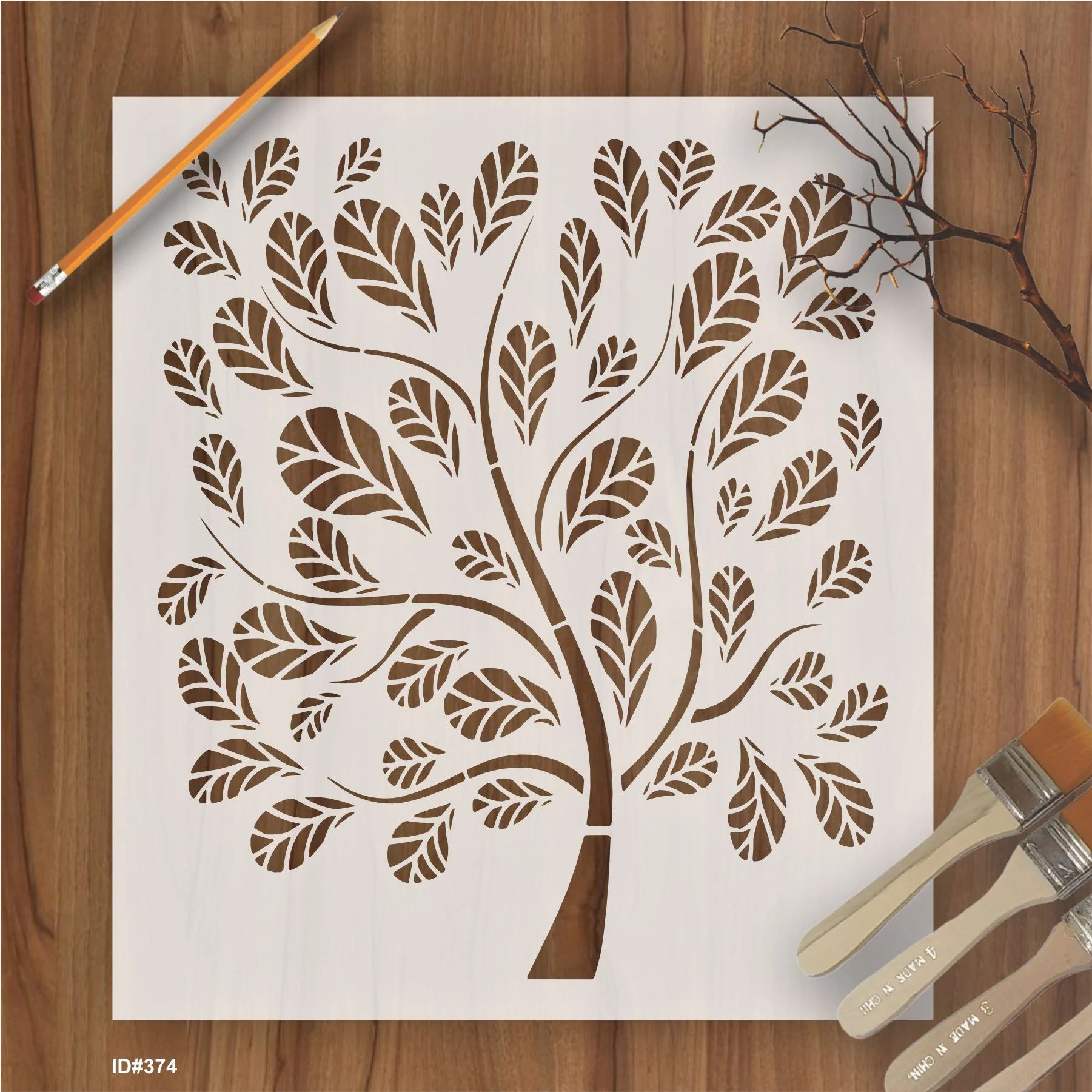 Tree Leaves Pattren Stencil Reusable Stencil For Canvas And Wall Painting.ID #374