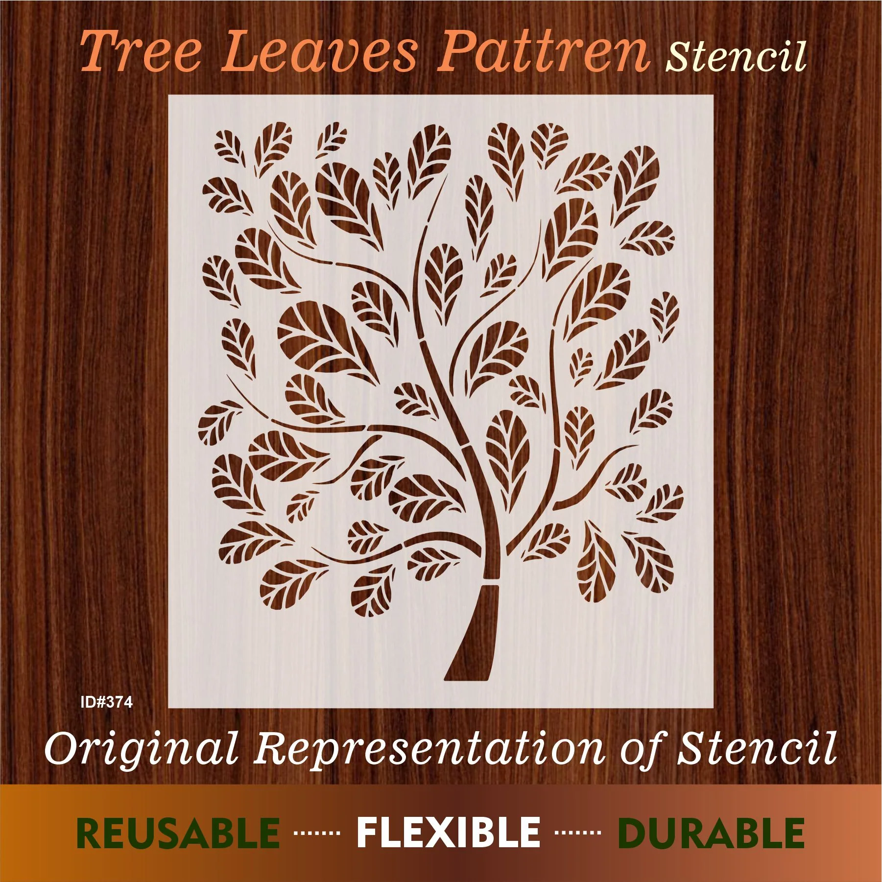 Tree Leaves Pattren Stencil Reusable Stencil For Canvas And Wall Painting.ID #374 - Image 7