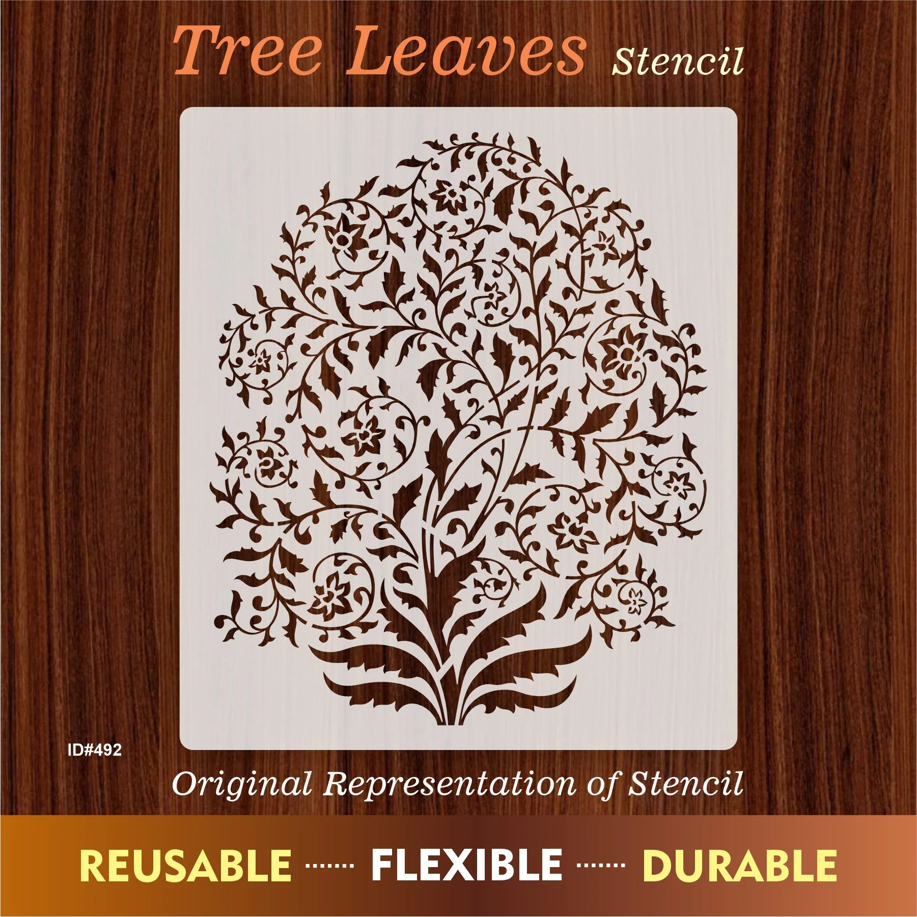 Tree Leaves Stencil used For Canvas And Wall Painting Coloring Embossing Scrapbook Album. ID #492 - Image 6