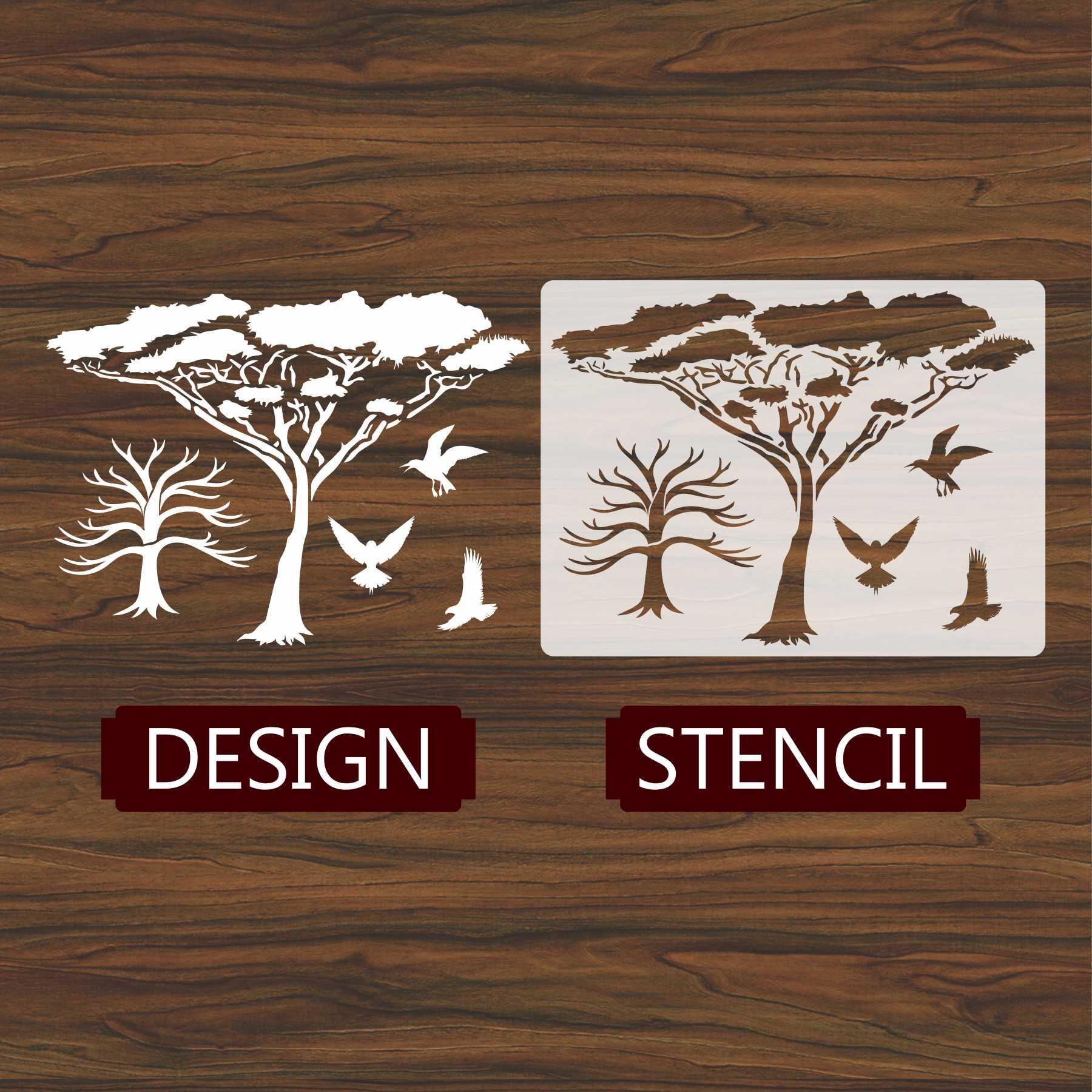 Tree vinyl Reusable Stencil For Canvas And Wall Painting.ID#136 - Image 2