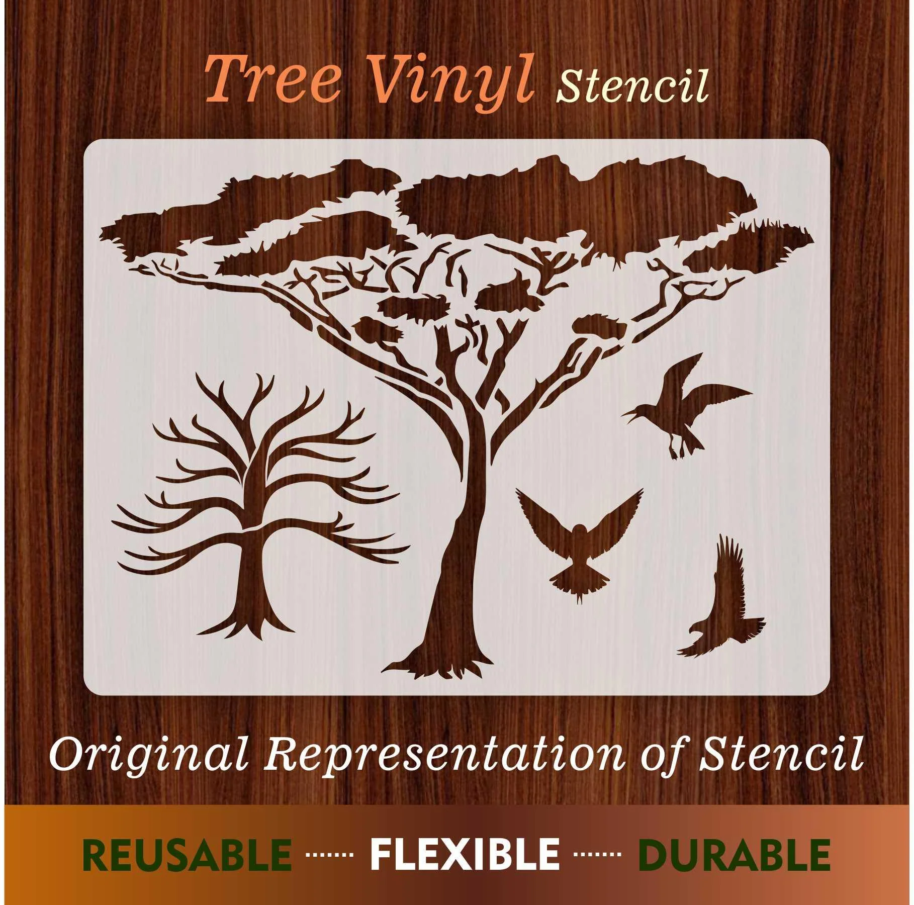 Tree vinyl Reusable Stencil For Canvas And Wall Painting.ID#136 - Image 5