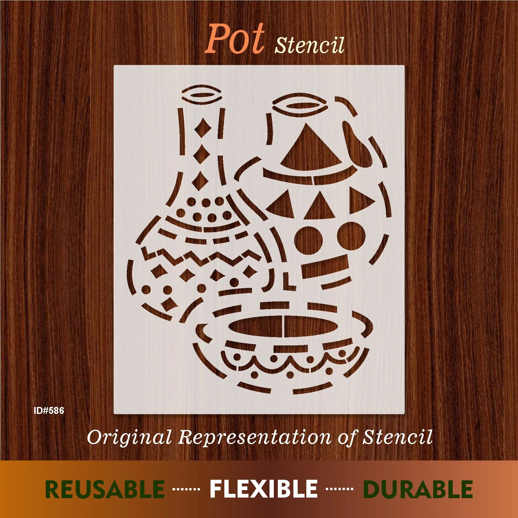 Tribal Pottery Stencil for Walls, Fabric & Furniture – Traditional Clay Vessel Design – ID#586