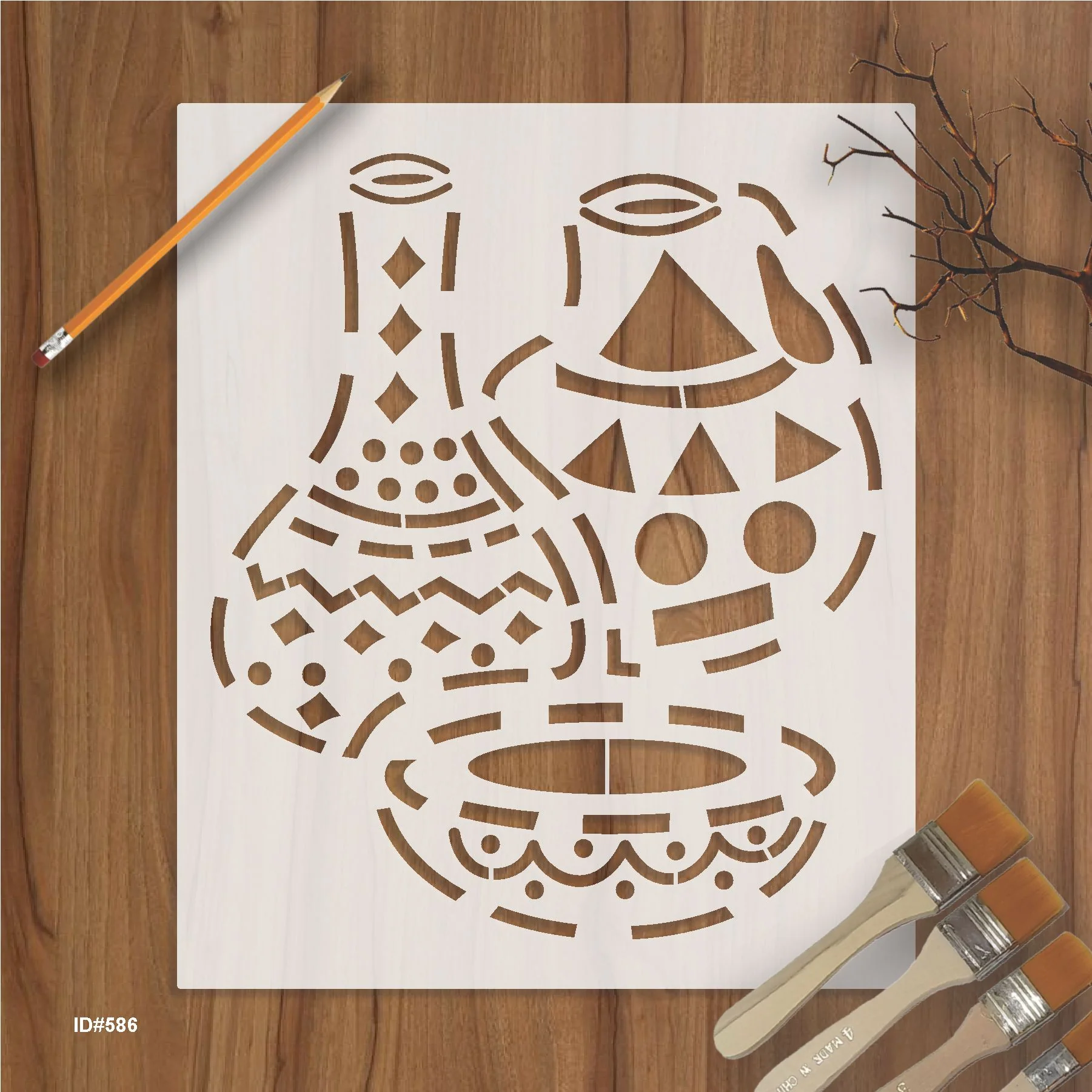 Tribal Pottery Stencil for Walls, Fabric & Furniture – Traditional Clay Vessel Design – ID#586 - Image 2
