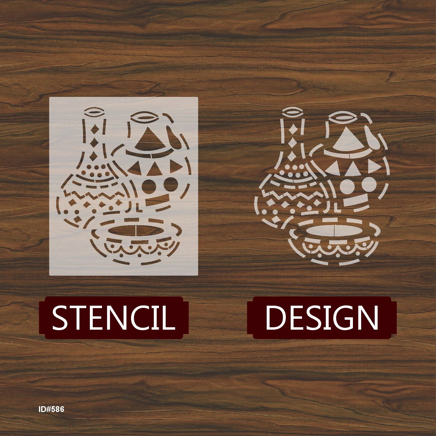 Tribal Pottery Stencil for Walls, Fabric & Furniture – Traditional Clay Vessel Design – ID#586 - Image 4