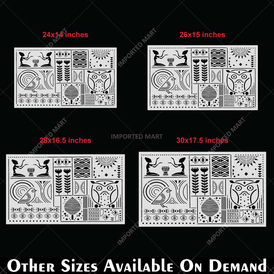 Tribal Totem Pattern Stencil for Wall, Furniture & Fabric Art – Ethnic Geometric & Nature Motifs – ID# 730 - Image 7