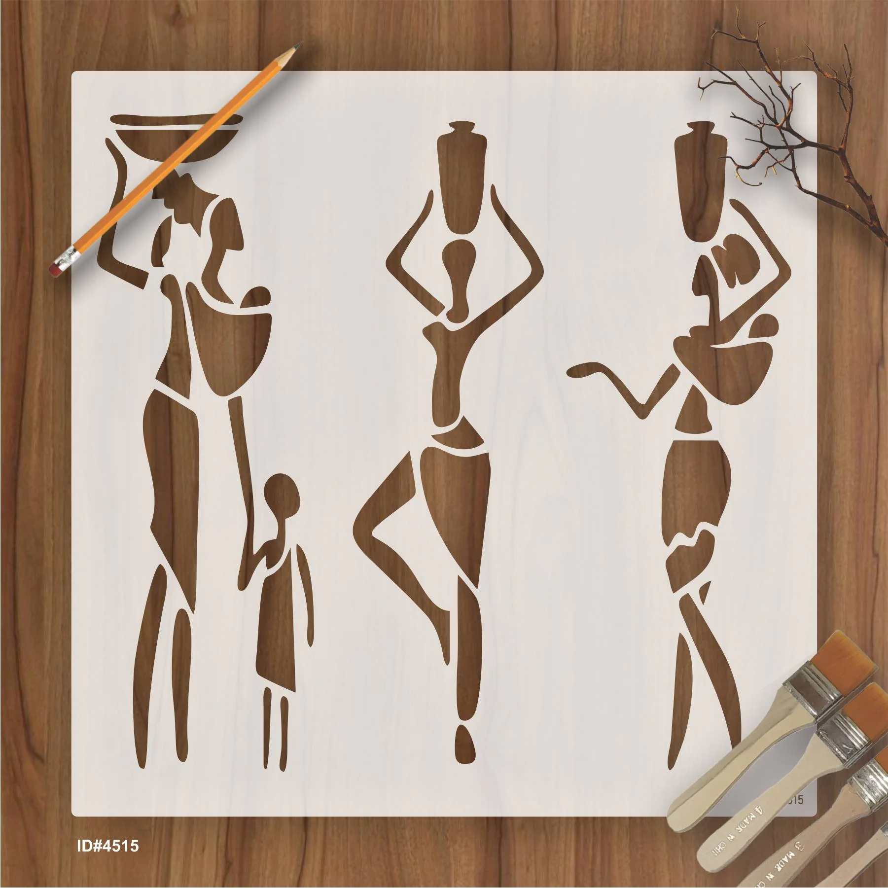 Trible Family with Small Kids Stencil for Painting on Canvas, Wall, Wood. ID #4515