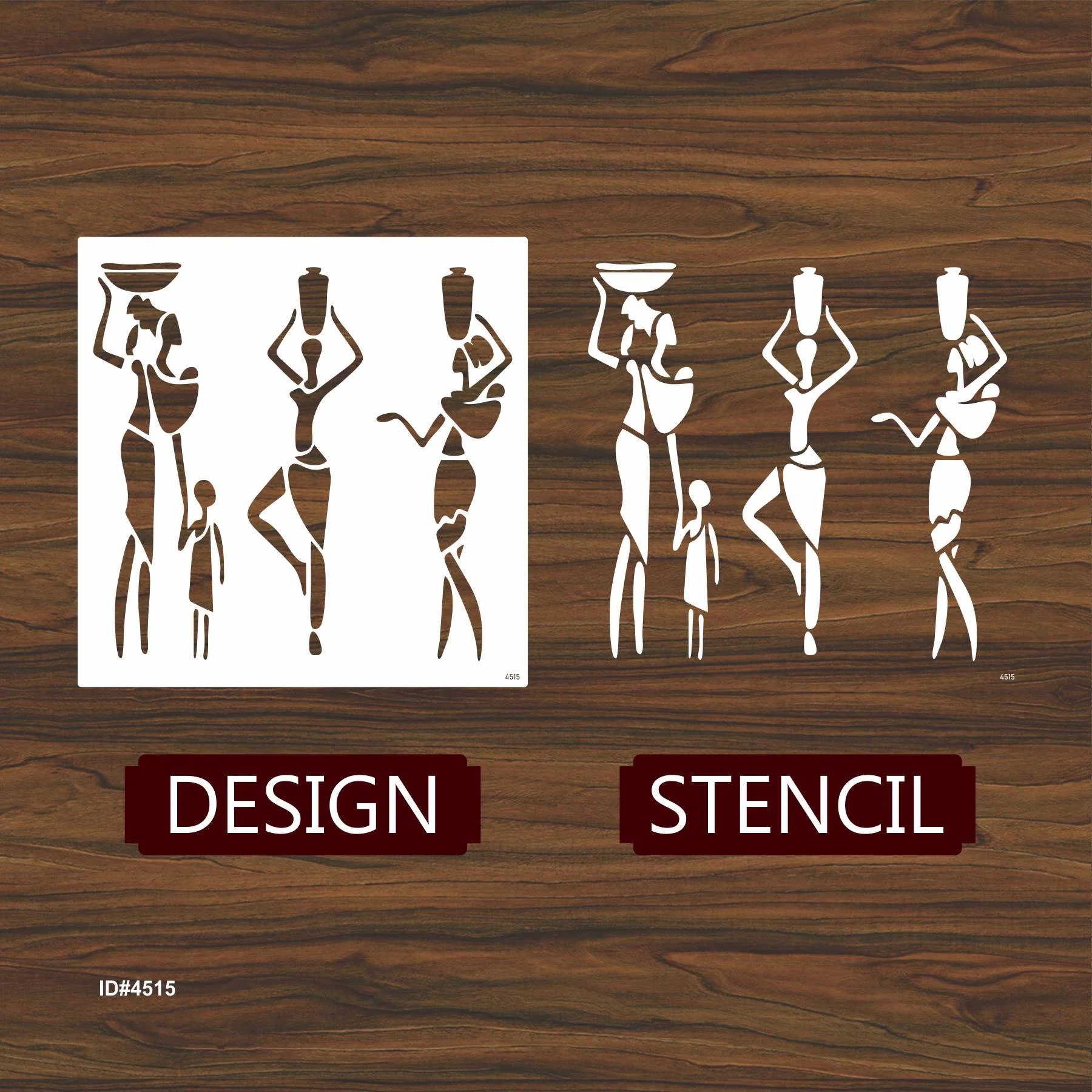 Trible Family with Small Kids Stencil for Painting on Canvas, Wall, Wood. ID #4515 - Image 3