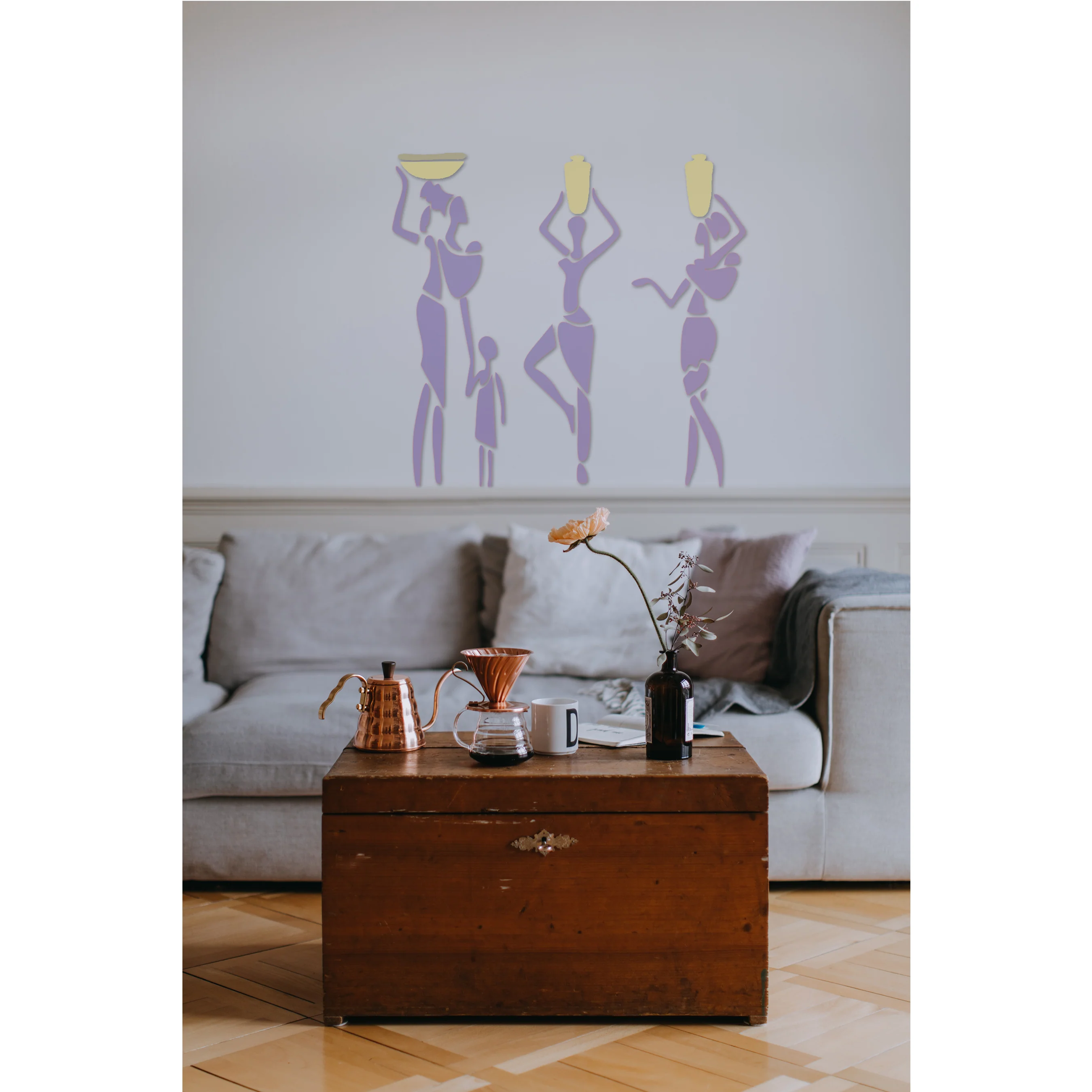 Trible Family with Small Kids Stencil for Painting on Canvas, Wall, Wood. ID #4515 - Image 5
