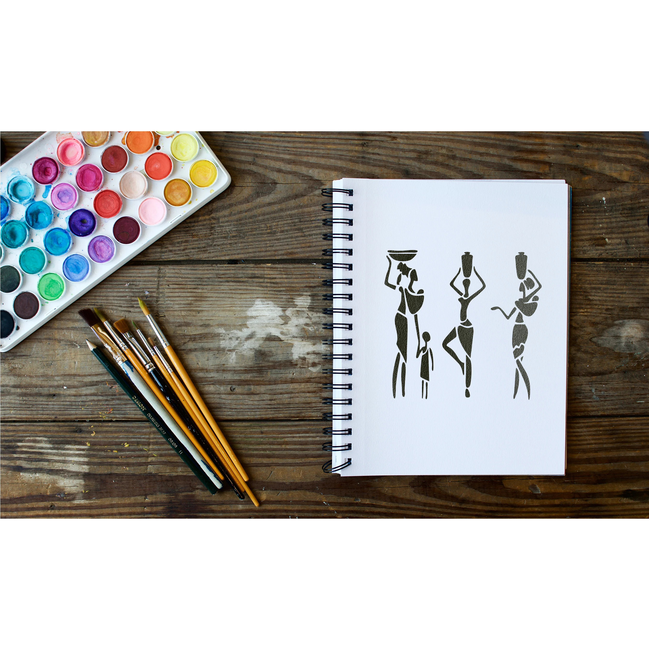 Trible Family with Small Kids Stencil for Painting on Canvas, Wall, Wood. ID #4515 - Image 6