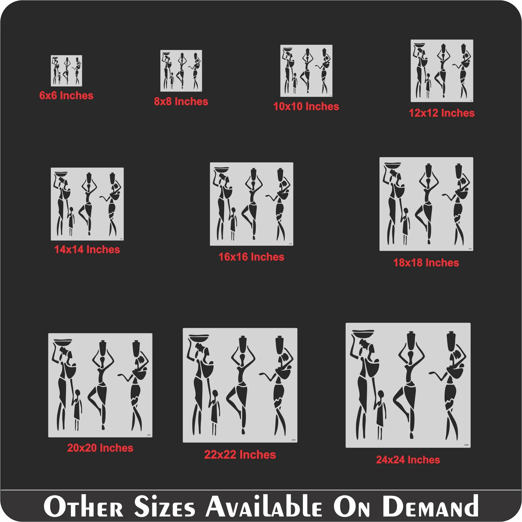 Trible Family with Small Kids Stencil for Painting on Canvas, Wall, Wood. ID #4515 - Image 8