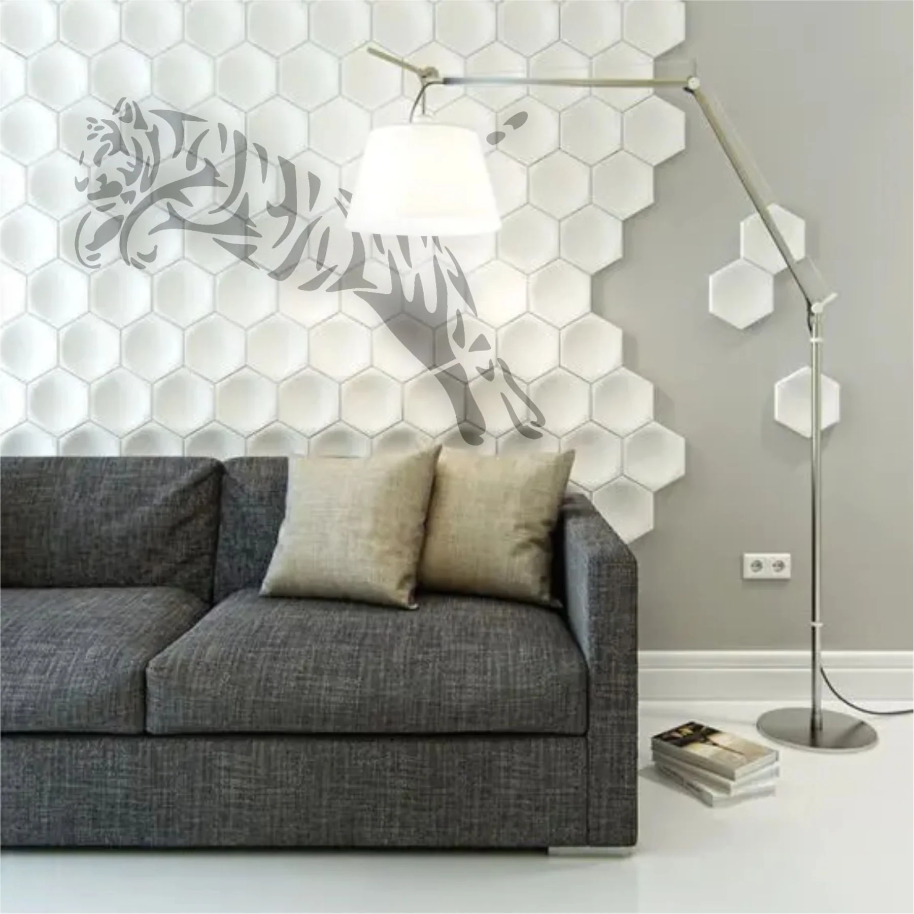 Trible Tiger Jump Reusable Stencil for Canvas and wall painting.ID#265A - Image 6