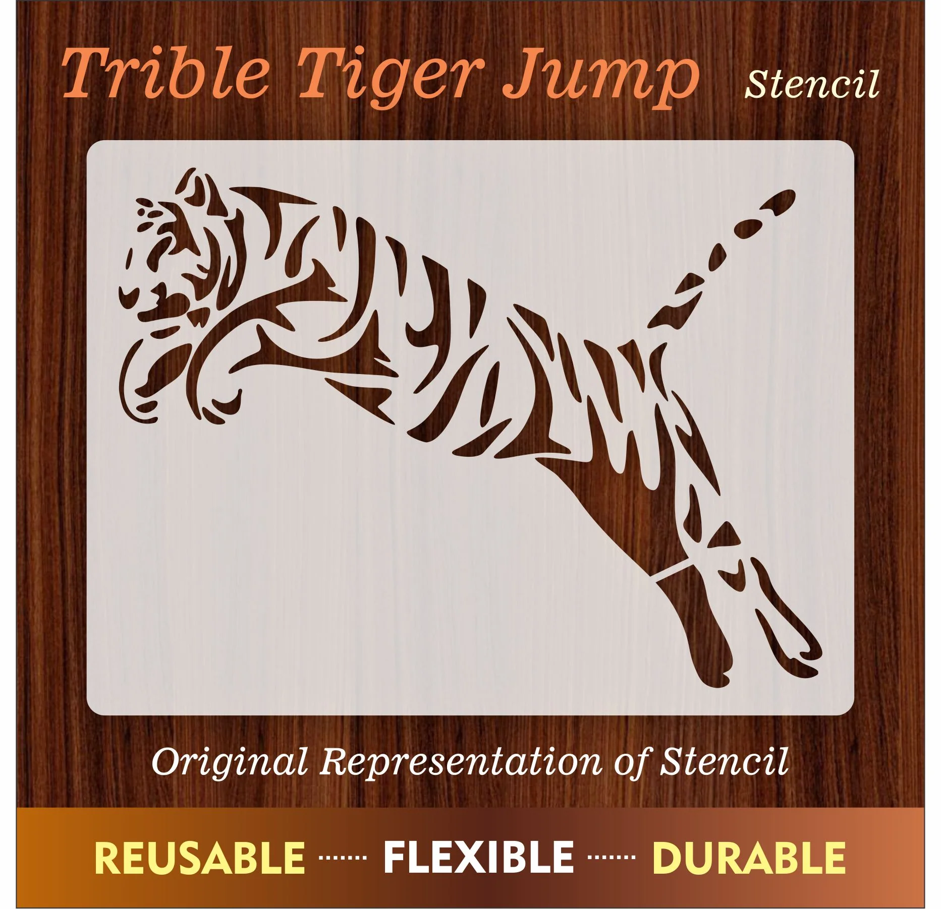 Trible Tiger Jump Reusable Stencil for Canvas and wall painting.ID#265A - Image 7