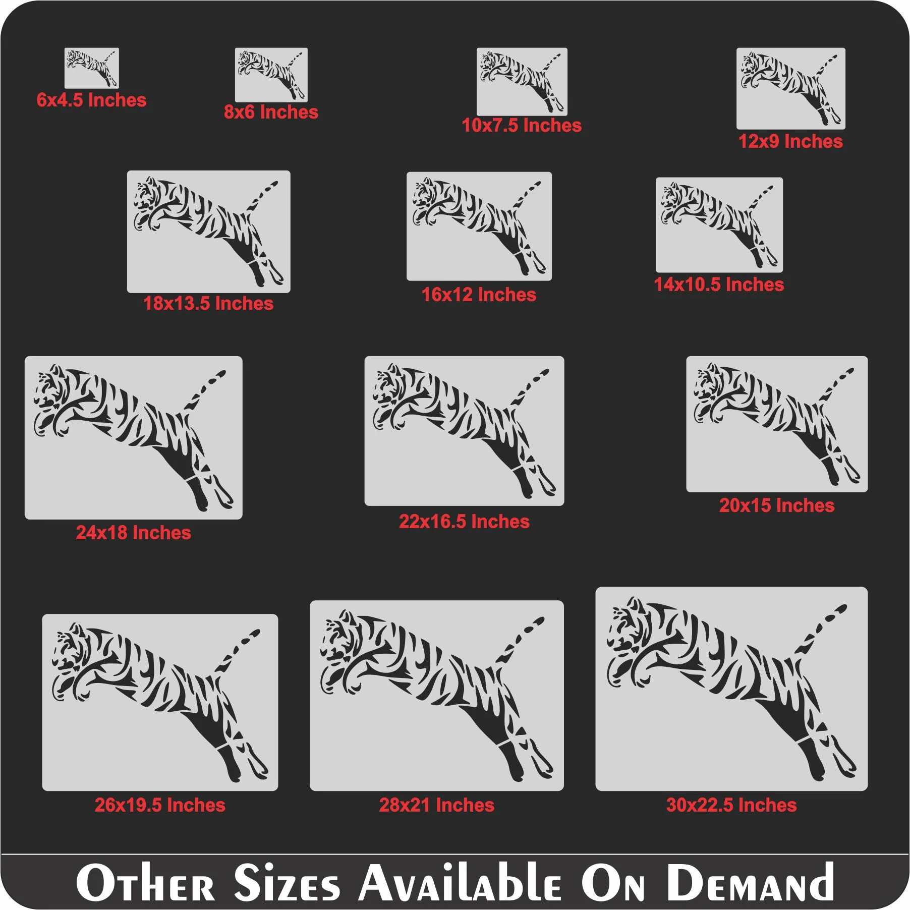 Trible Tiger Jump Reusable Stencil for Canvas and wall painting.ID#265A - Image 8