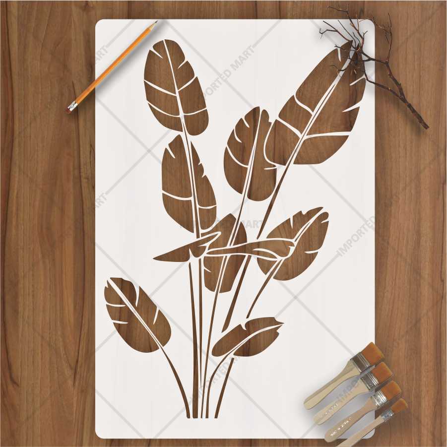 Tropical Banana Leaf Stencil for Wall, Wood & Fabric – Large Botanical Palm Design – ID# 672 - Image 2