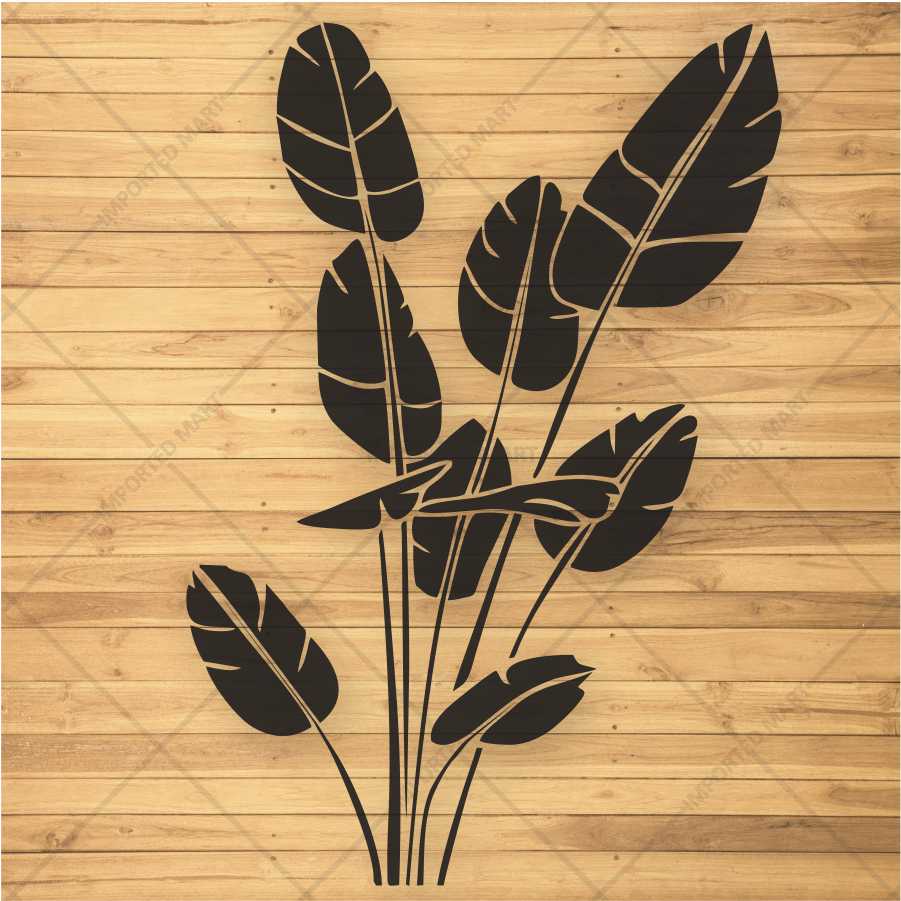 Tropical Banana Leaf Stencil for Wall, Wood & Fabric – Large Botanical Palm Design – ID# 672 - Image 3