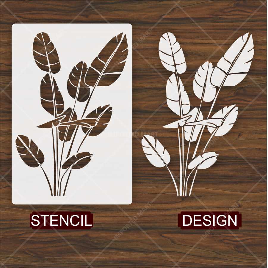 Tropical Banana Leaf Stencil for Wall, Wood & Fabric – Large Botanical Palm Design – ID# 672 - Image 4