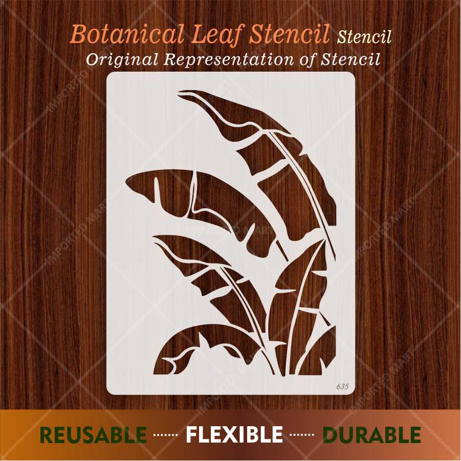 Tropical Banana Leaf Stencil for Wall, Wood & Fabric Painting – Botanical Design – ID# 635 - Image 2