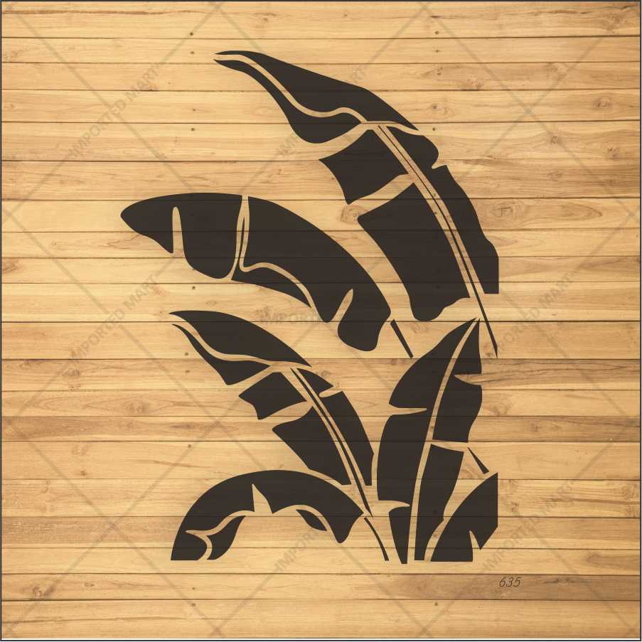 Tropical Banana Leaf Stencil for Wall, Wood & Fabric Painting – Botanical Design – ID# 635 - Image 3