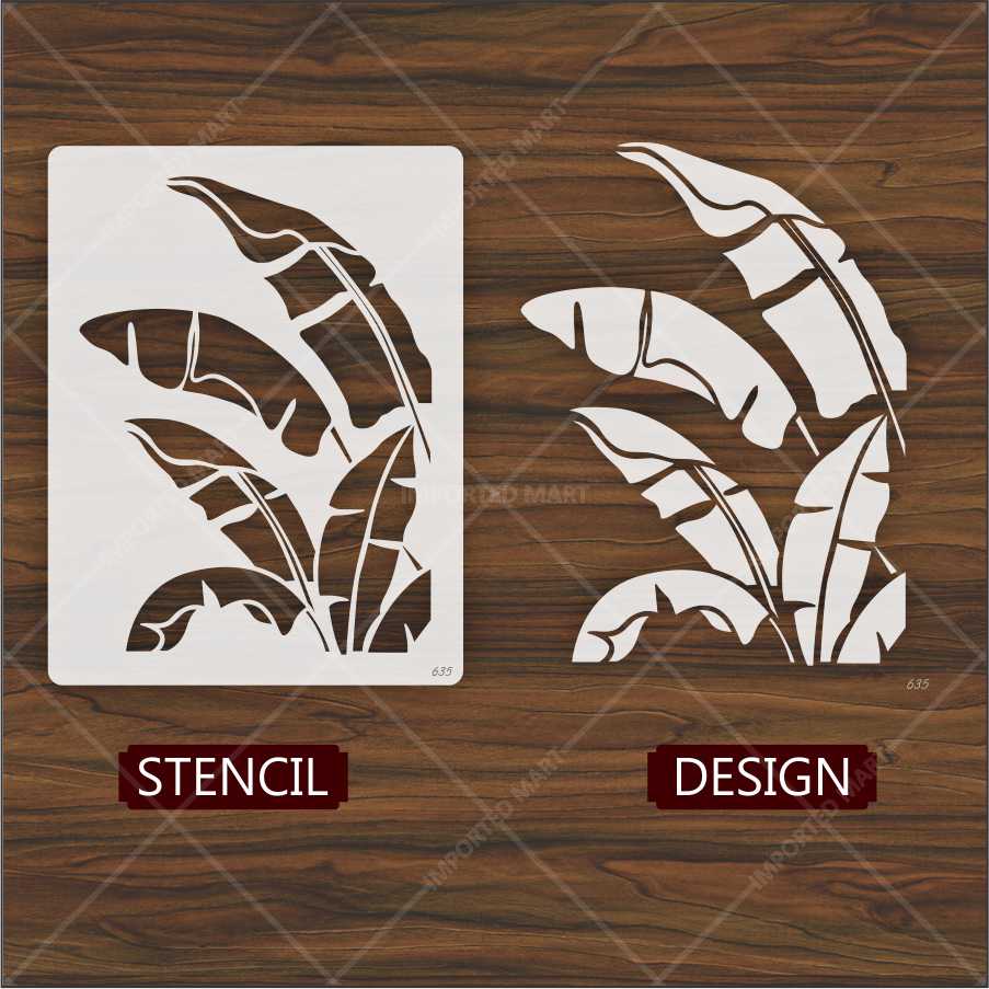 Tropical Banana Leaf Stencil for Wall, Wood & Fabric Painting – Botanical Design – ID# 635 - Image 4