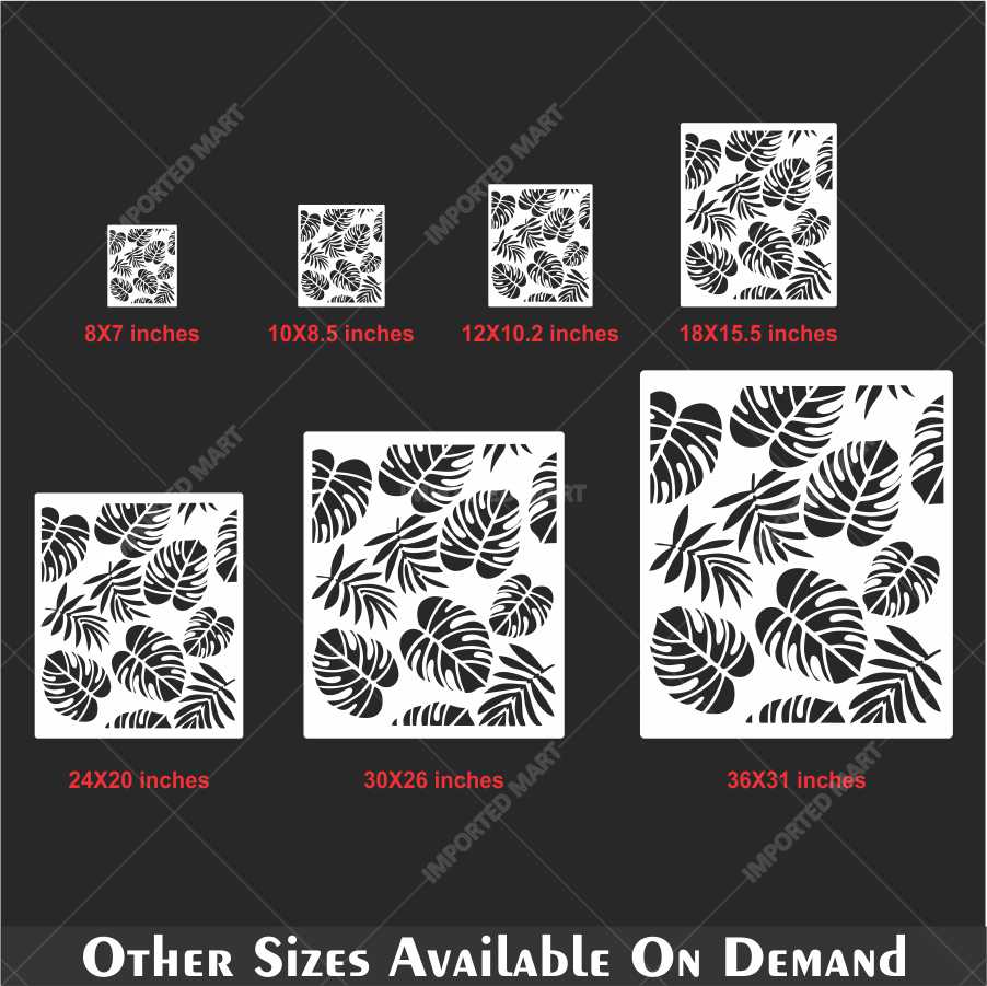 Tropical Leaf Cluster Stencil for Wall, Furniture & Fabric Art – Monstera & Palm Design – ID# 649 - Image 5