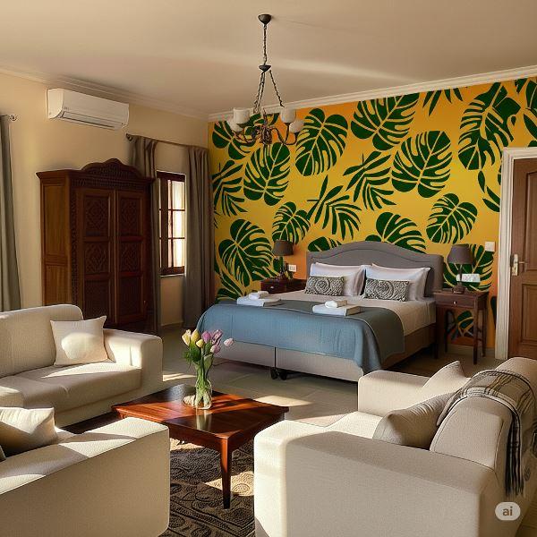 Tropical Leaf Cluster Stencil for Wall, Furniture & Fabric Art – Monstera & Palm Design – ID# 649 - Image 6