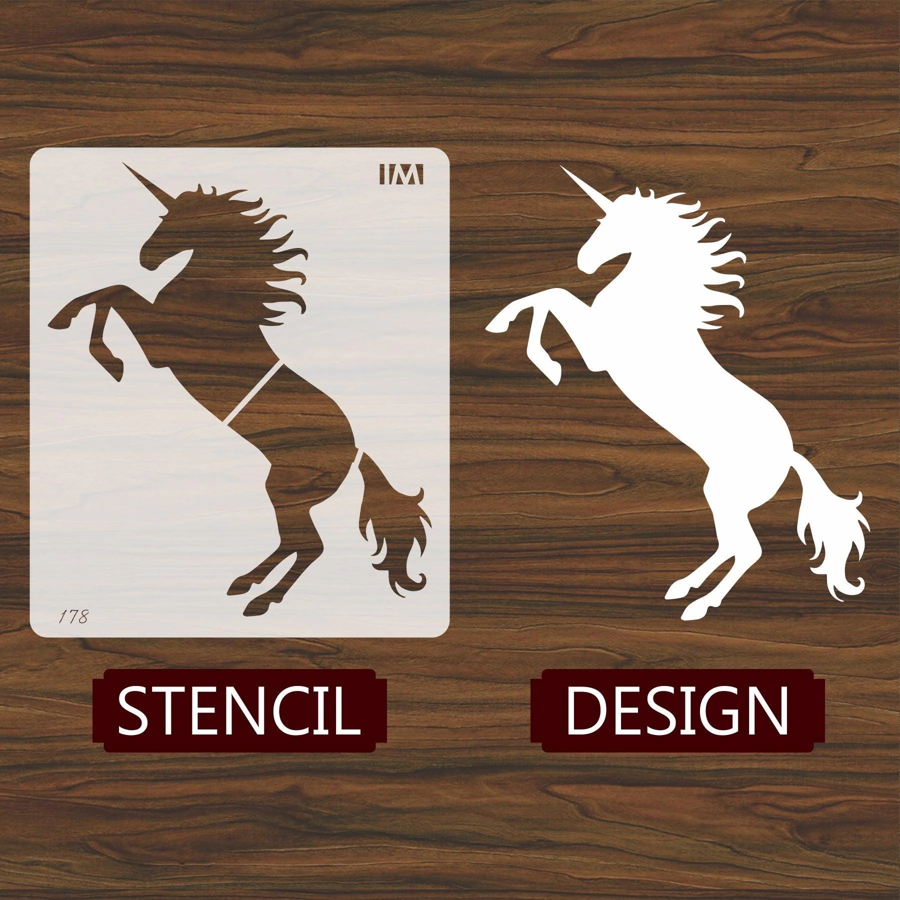 Unicorn Plasma Reusable Stencil For Canvas And Wall Painting.ID#178 - Image 3