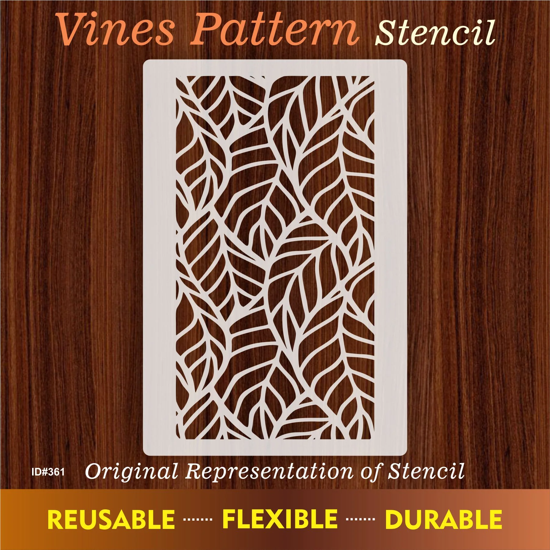 Vines Pattern Reusable Stencil For Canvas And Wall Painting.ID #361 - Image 7