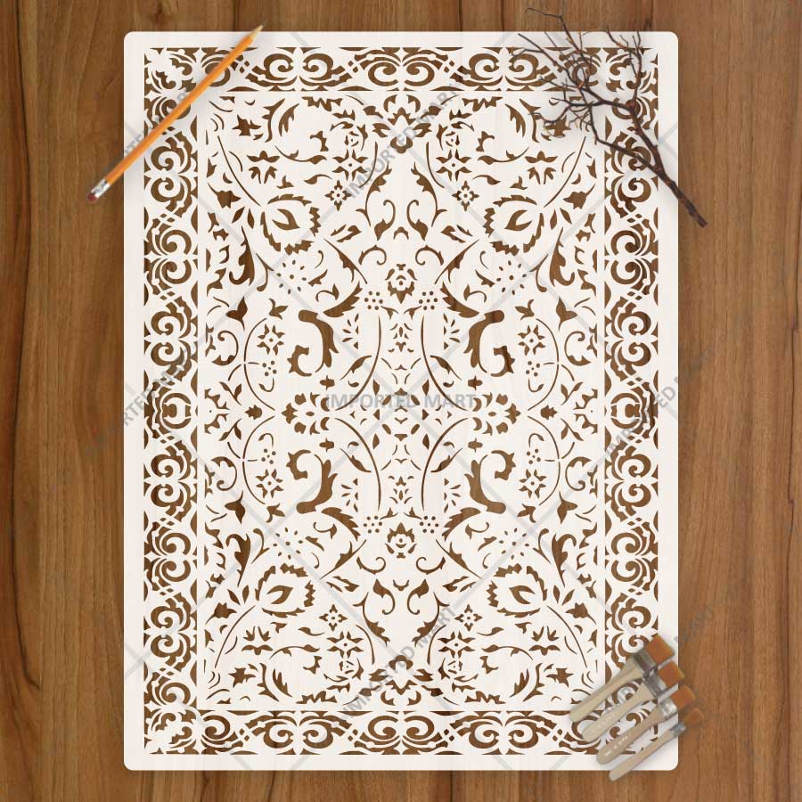 Vintage Anatolian Carpet Stencil for Walls & Floors – Traditional Turkish Rug Pattern Design – ID# 748 - Image 2