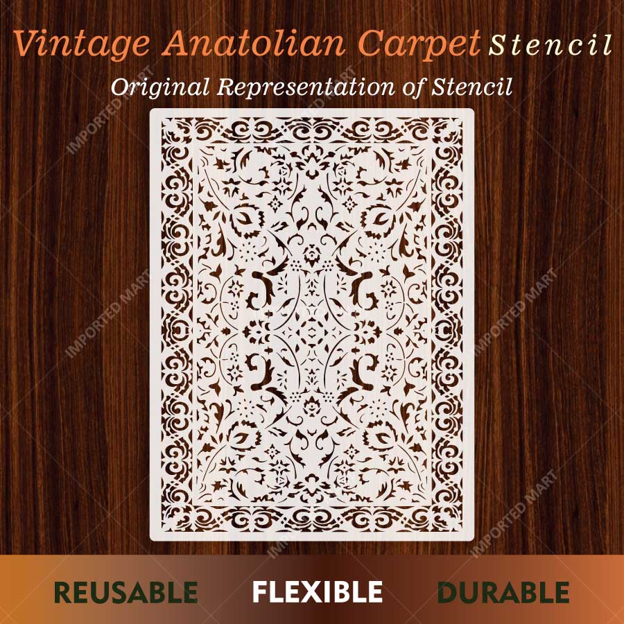 Vintage Anatolian Carpet Stencil for Walls & Floors – Traditional Turkish Rug Pattern Design – ID# 748 - Image 4