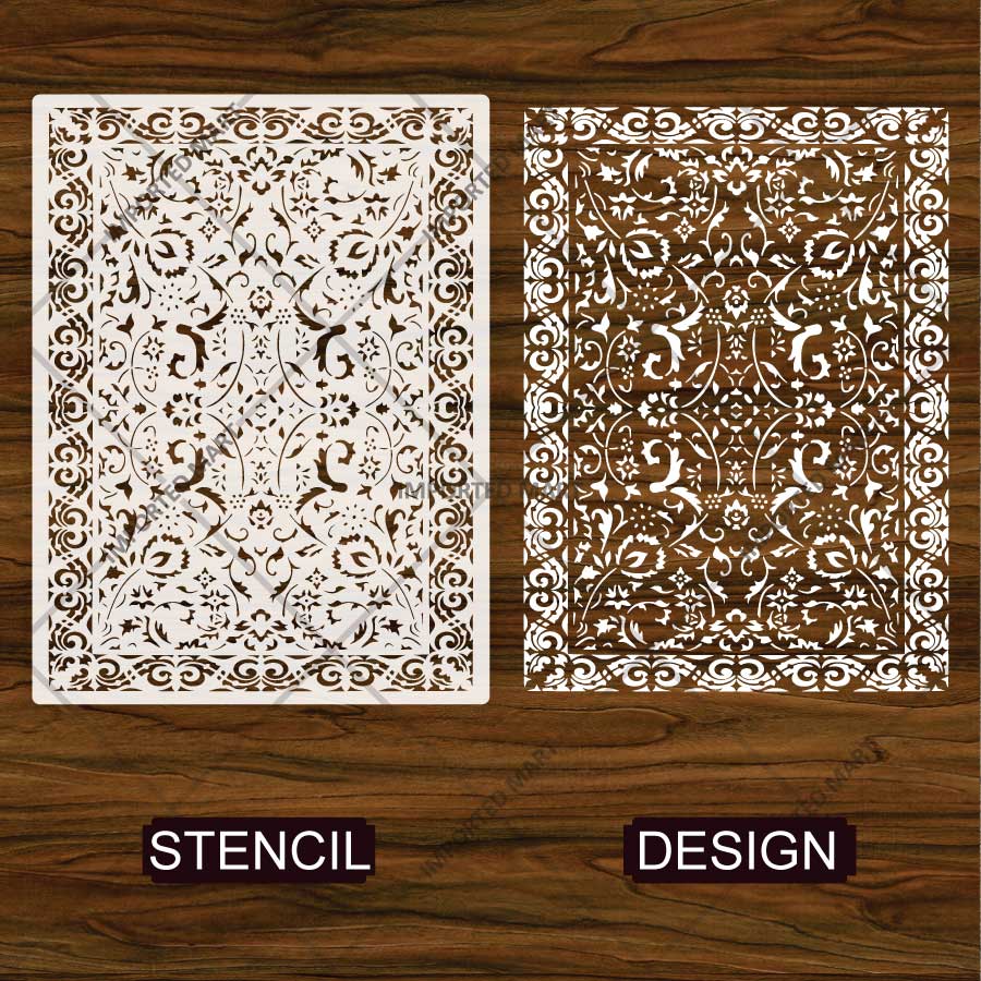 Vintage Anatolian Carpet Stencil for Walls & Floors – Traditional Turkish Rug Pattern Design – ID# 748 - Image 6