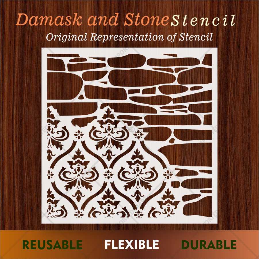 Vintage Baroque Pattern Wallpaper Stencil for Walls, – Intricate PET Damask Design – ID# 692