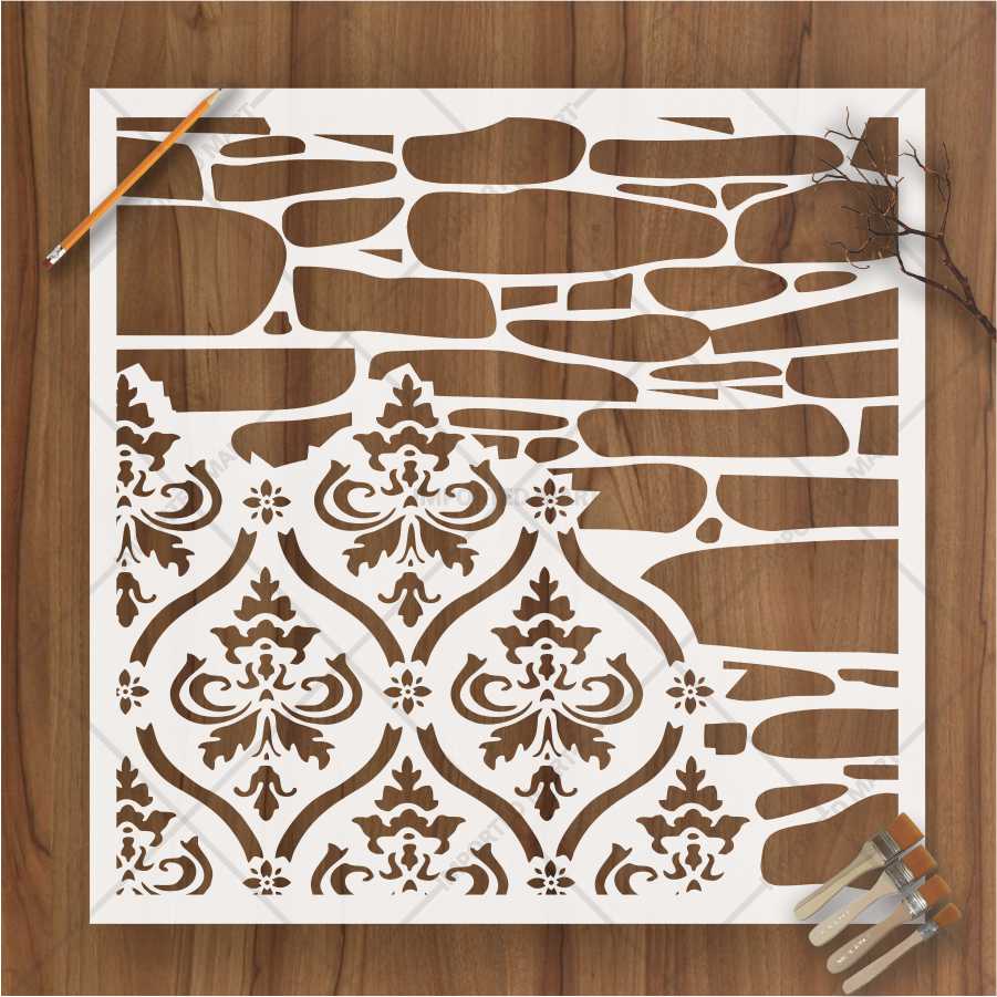 Vintage Baroque Pattern Wallpaper Stencil for Walls, – Intricate PET Damask Design – ID# 692 - Image 2