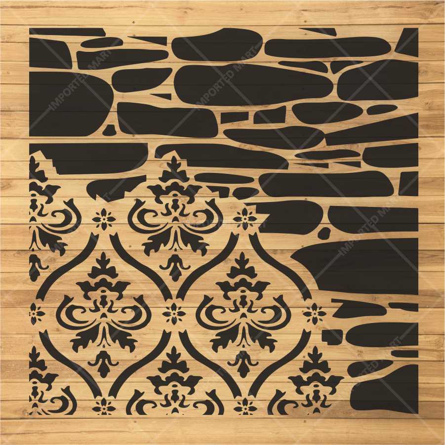 Vintage Baroque Pattern Wallpaper Stencil for Walls, – Intricate PET Damask Design – ID# 692 - Image 3