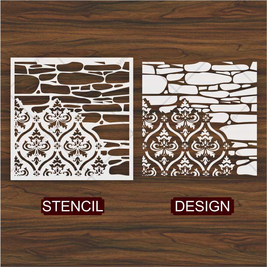 Vintage Baroque Pattern Wallpaper Stencil for Walls, – Intricate PET Damask Design – ID# 692 - Image 4