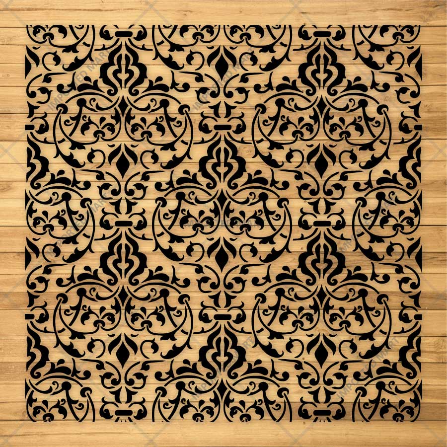 Vintage Brocade Damask Pattern Stencil for Walls, Furniture & Tiles – Classic Ornamental Repeat Design – ID# 738 - Image 5