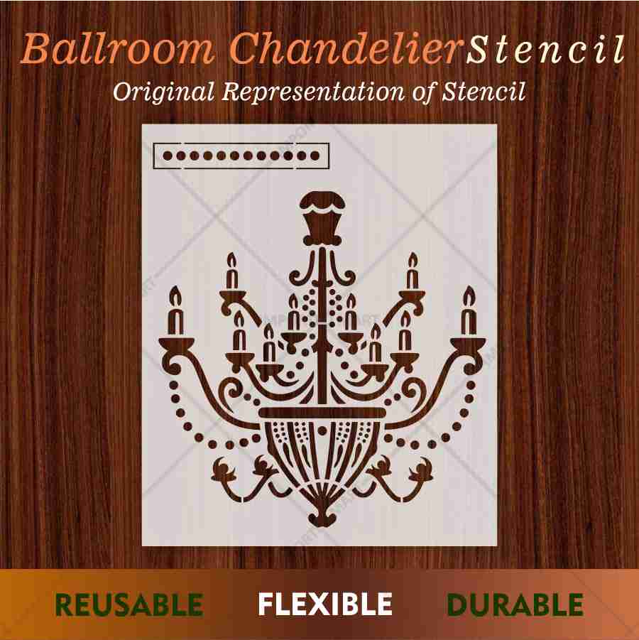 Vintage Chandelier Stencil for Wall, Furniture & Fabric Art – Classic Royal Lighting Design – ID# 701