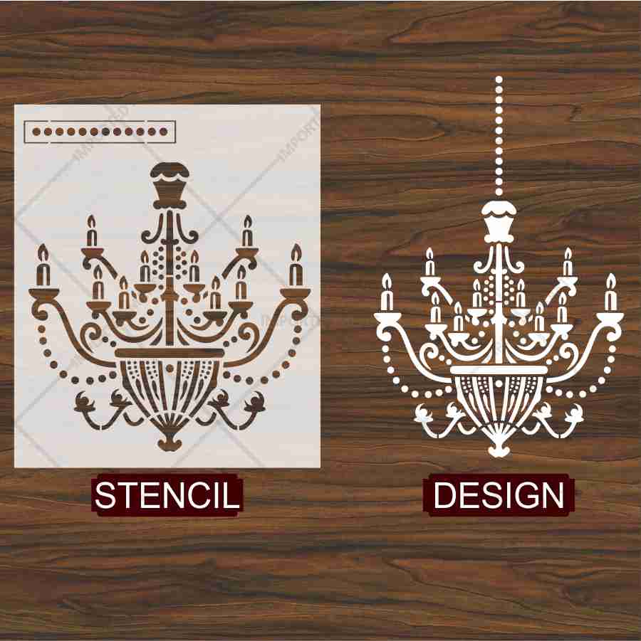 Vintage Chandelier Stencil for Wall, Furniture & Fabric Art – Classic Royal Lighting Design – ID# 701 - Image 4