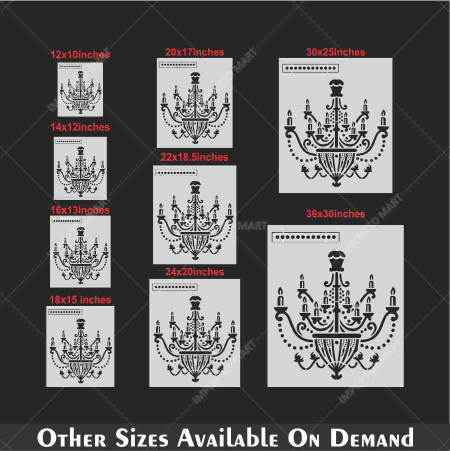 Vintage Chandelier Stencil for Wall, Furniture & Fabric Art – Classic Royal Lighting Design – ID# 701 - Image 5